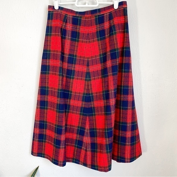 Vintage Pendleton Skirt Women's size 14 Red Blue Green Tartan Plaid Wool Lined - Picture 1 of 9
